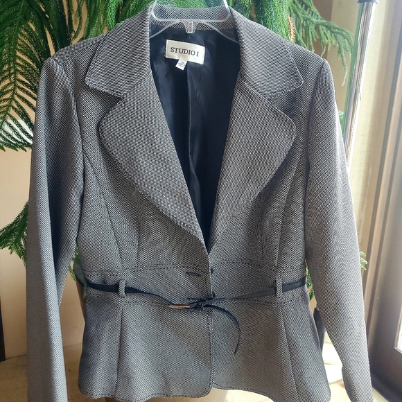 Studio 1 Size 10 Leathet Belted Blazer - Picture 1 of 5